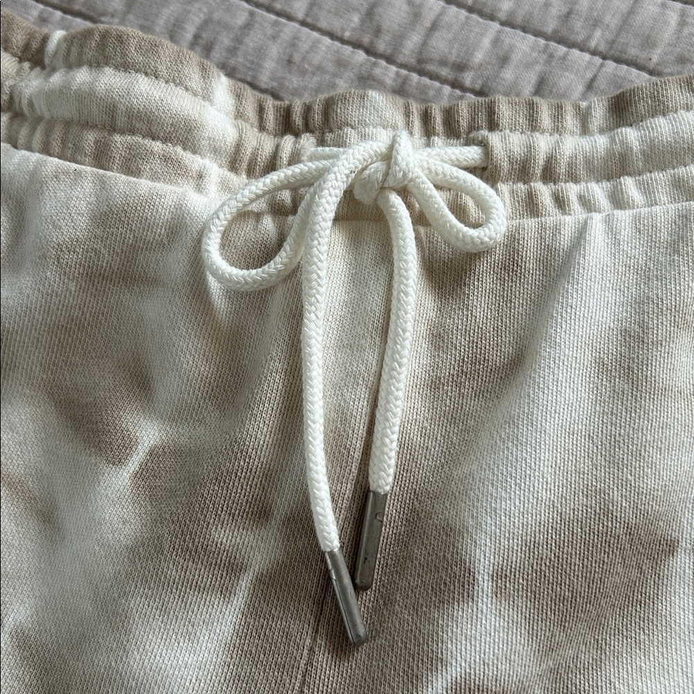 Z supply SADIE SPIRAL TIE-DYE comfy 100% cotton pull on beige lounge shorts L​ - Picture 5 of 10